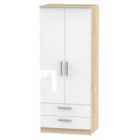Ready Assembled Goodland 2-Door Wardrobe with Drawers - White