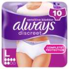 Always Discreet Underwear Incontinence Pants Normal Large 10 pack 10 per pack