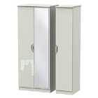 Ready Assembled Indices 3-Door Wardrobe with Mirror - White/Grey