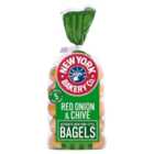 New York Bakery Co. Red Onion & Chive Bagels 5 per pack