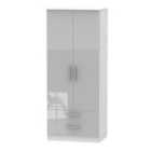 Ready Assembled Goodland 2-Door Wardrobe with Drawers - Grey