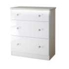 Ready Assembled Zodian Wide Chest of 3 Drawers - White