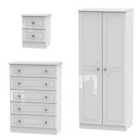 Ready Assembled Berryfield Wardrobe, Chest of Drawers and Bedside Cabinet Set