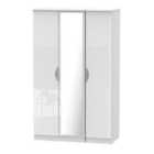 Ready Assembled Indices 3 Door Mirror Wardrobe - White