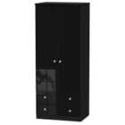 Ready Assembled Tedesca 2-Door Wardrobe with Drawers - Black