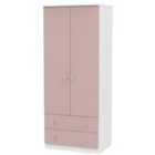 Ready Assembled Tedesca 2-Door Wardrobe with Drawers - Pink
