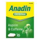 Anadin Original Pain Relief Asprin Caffeine Tablets 16 per pack