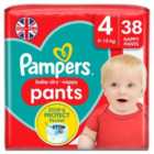 Pampers Baby-Dry Nappy Pants Size 4, 38 Nappies, 9kg-15kg, Essential Pack 38 per pack