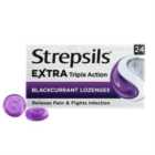 Strepsils Extra Medicated Sore Throat Lozenges Triple Action Blackcurrant 24 per pack