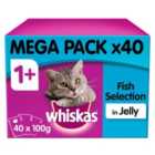 Whiskas Adult Wet Cat Food Pouches Fish In Jelly Mega Pack 40 x 100g