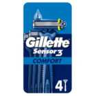 Gillette Sensor 3 Comfort Disposable Razors 4 pack 4 per pack