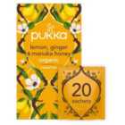 Pukka Lemon Ginger & Manuka Honey, Organic Herbal Tea Bags, 20 Sachets 40g