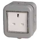 Masterplug 13A Single Exterior Unswitched Socket - Grey