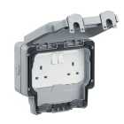 MK Masterseal Plus 13A Twin Exterior Switched Socket - Grey