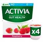 Activia Raspberry No Added Sugar Fat Free Gut Health Yoghurt, 4x115g
