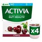 Activia Cherry No Added Sugar Fat Free Gut Health Yoghurt, 4x115g