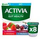 Activia Strawberry, Raspberry, Cherry & Blueberry No Added Sugar Gut Health Yogurt Multipack, 8x115g