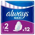 Always Maxi Long (Size2) Sanitary Towels Wings 12 pads 12 per pack