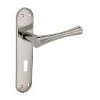 Monaco Satin Nickel Lock Door Handle - 1 Pair