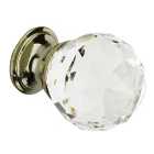 Wickes Faceted 30mm Glass Door Knob - Brass - Pack of 4