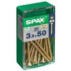 Spax PZ Countersunk Zinc Yellow Screws - 3.5 x 50mm Pack of 20