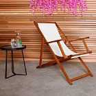 Charles Bentley Wooden Eucalyptus Folding Deck Chair - Cream