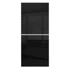 Spacepro Minimalist Sliding Wardrobe Door 2 Panel Silver Frame - Black