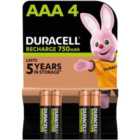 Duracell Rechargeable AAA 750mAh Batteries 4 per pack