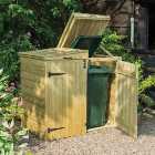 Rowlinson Large Timber Double Wheelie Bin Storage with Lifting Lid - 5 x 3ft