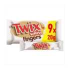 Twix Caramel & White Chocolate Fingers Biscuit Snack Bars Multipack 9 x 20g