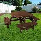 NBB Recyled Heavy Duty Octagonal 8-Seater Picnic Table - Brown
