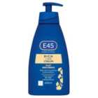 E45 Rich 24H Fast Absorbing Moisturiser Cream for dry skin Pump 400ml