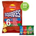 Walkers Squares Variety Multipack Snacks 6 per pack