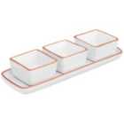 Premier Housewares White Calisto Square Dishes On Tray - Set of 3