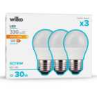 Wilko 3 Pack Screw E27/ES LED 330 Lumens Round Light Bulb