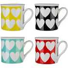 Premier Housewares Heart Mugs - Set of 4