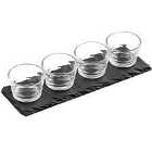 Premier Housewares Ribbed Bowls with Slate Tray - Set of 4