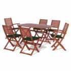 Rowlinson Plumley 6 Seater Dining Set with Green Cushions