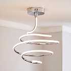 Byron Integrated LED Swirl Chrome Ceiling Fitting