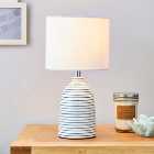 Tenby Ceramic White and Blue Table Lamp