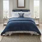 Dorma Remington Cotton Velvet Blue Bedspread