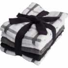Wilko Black and Grey Tea Towel 5 Pack